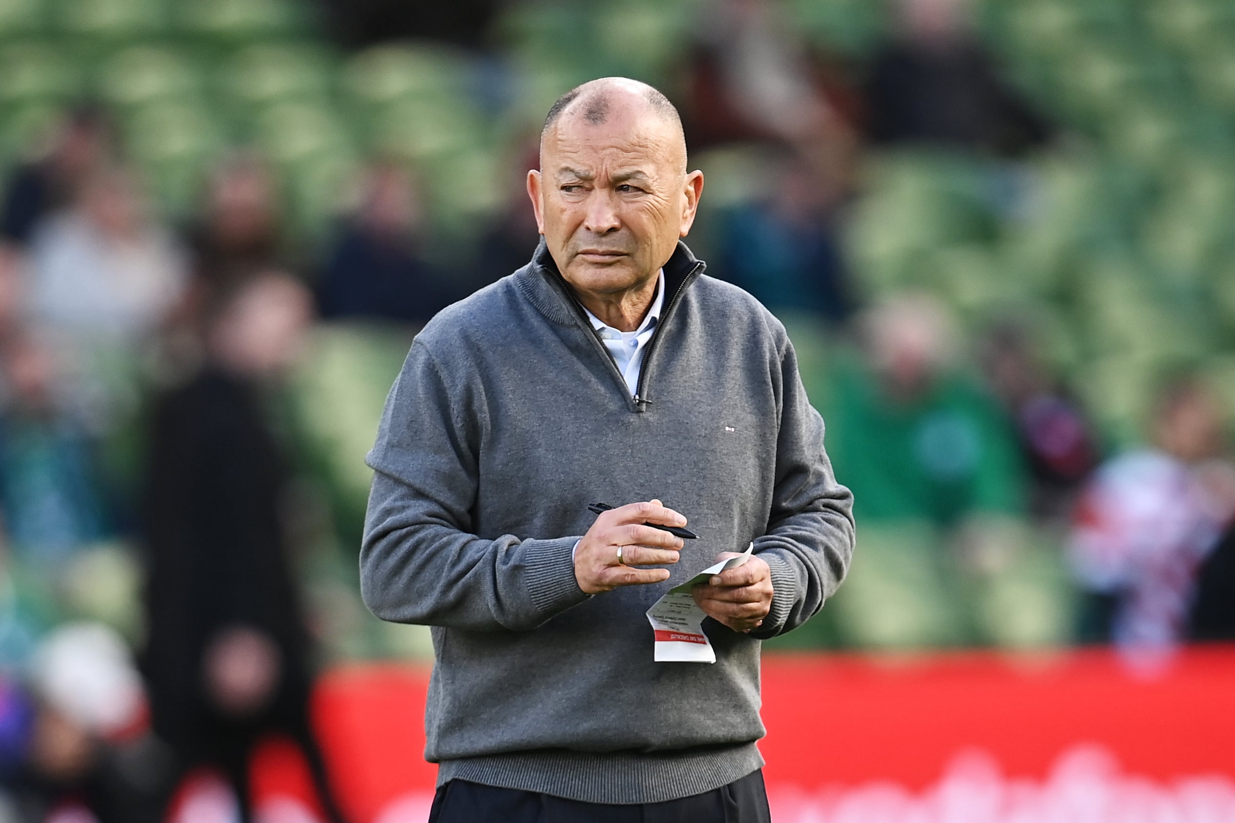 Eddie Jones bemoans referee Gianluca Gnecchi’s interpretation of knock-on for Timoney try