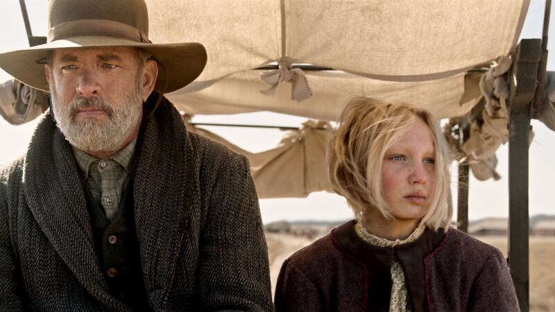 News of the World sees US civil war veteran (Tom Hanks) seeking to reunite a young girl (Helena Zengel) raised by Native Americans with her settled German relatives.