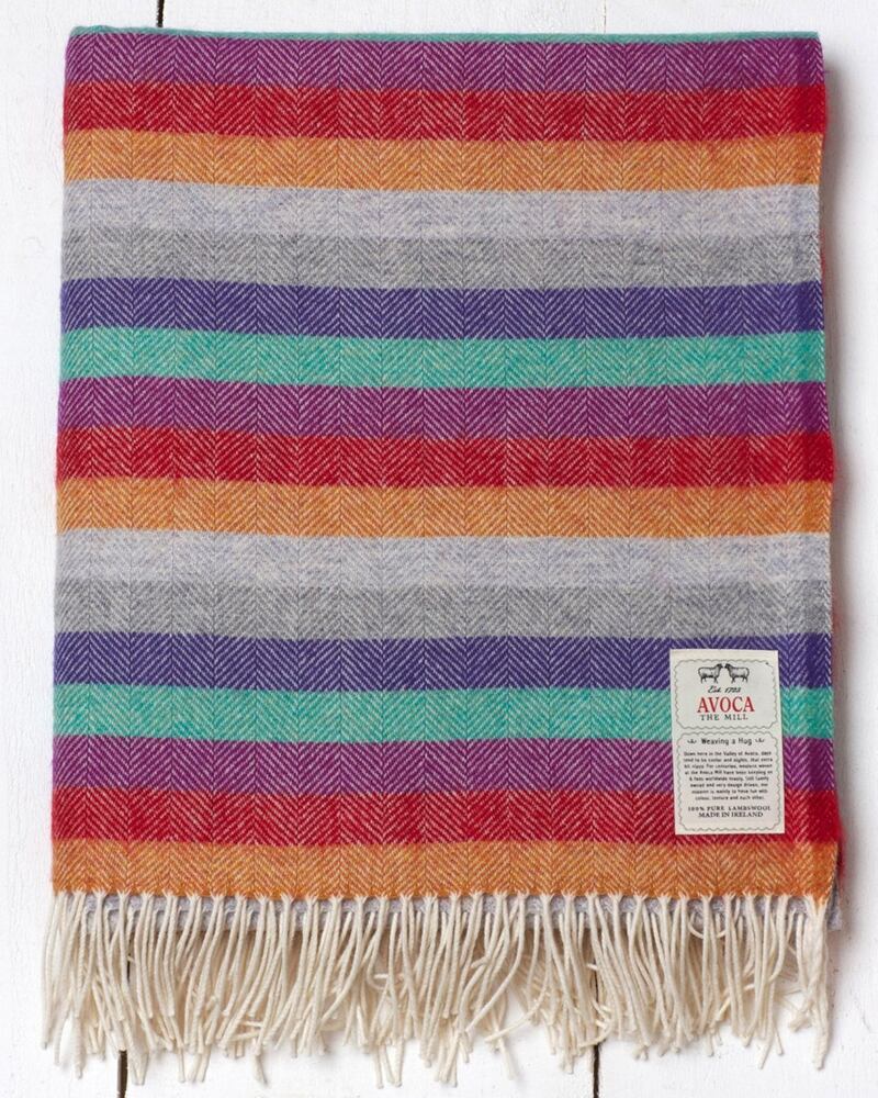 Electric stripe lambswool throw, €79.95, Avoca