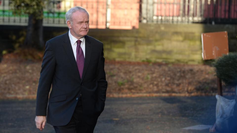 Martin McGuinness attending the Service of Thanksgiving for the life of Jack Kyle, former International and Lions rugby player in Fisherwick Presbyterian Church, Belfast.Photograph: Dara Mac Dónaill/The Irish Times