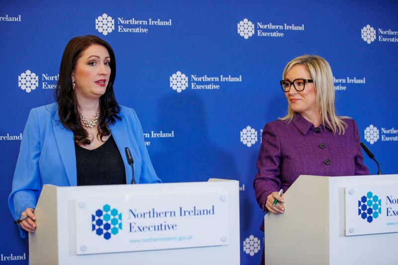 First Minister Deputy First Minister Emma Little-Pengelly and First Minister Michelle O'Neill are among the delegation to the US. Photograph: Liam McBurney/PA