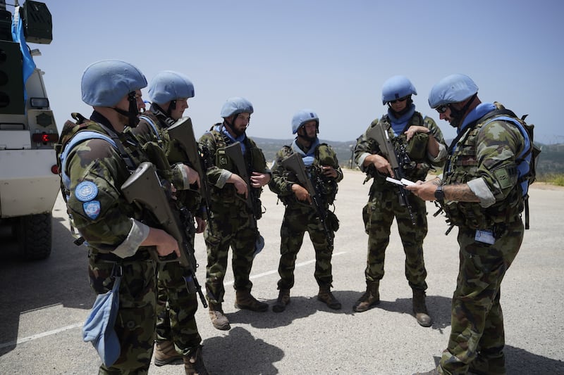 Irish soldiers serving with Unifil in may 2024. Photograph: Niall Carson/PA Wire