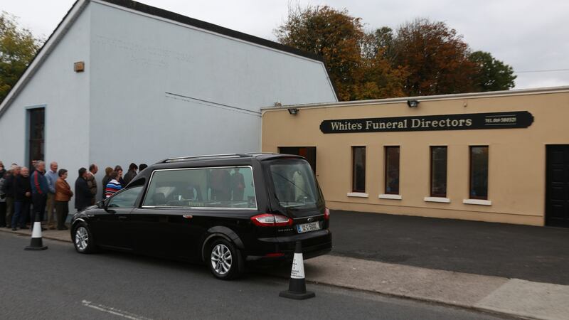 The hearse carrying Cathriona White outside a funeral home in Cappawhite, Co Tipperary. The funeral mass for the 30-year-old beauty therapist took place on Saturday. Photograph: Debbie Hickey/Getty Images
