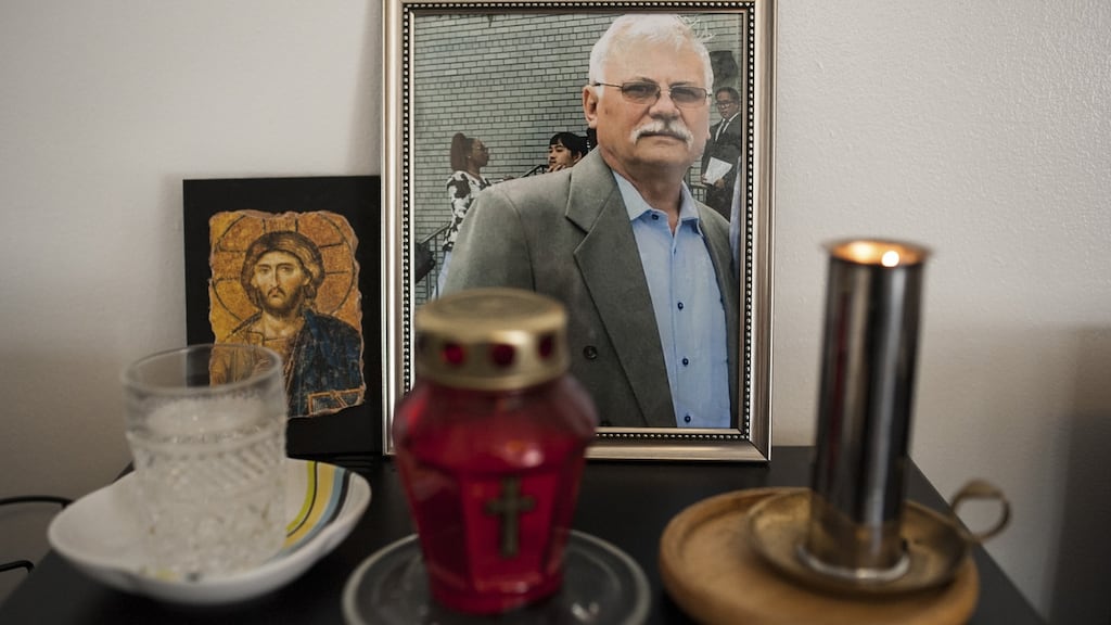 A photograph of Nicanor Ochisor, who took his own life  in March, at his family home in New York. After six professional drivers died by suicide in the city, taxi drivers are talking more openly about depression.  Photograph: Kholood Eid/The New York Times