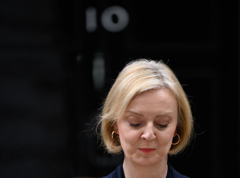 Liz Truss announces her resignation as prime minister outside 10 Downing Street on October 20th, 2022. Photograph: Leon Neal/Getty Images