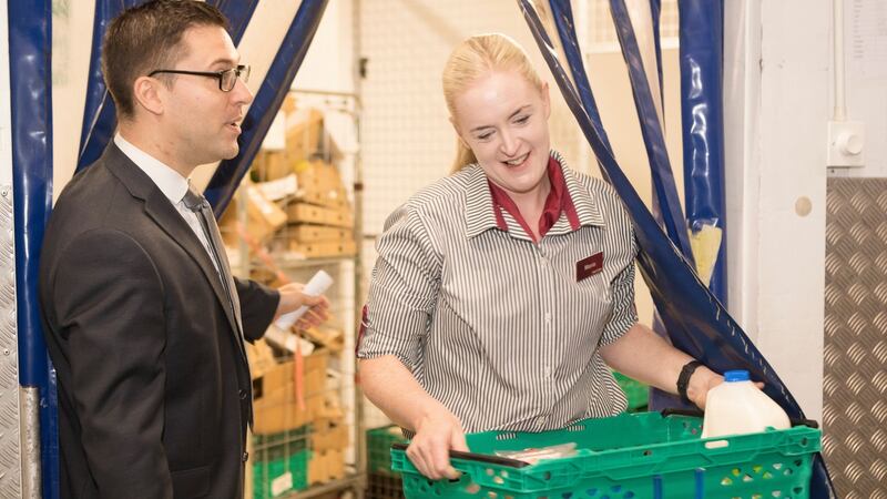 Marie McMahon and store manager Chris O’Driscoll. Photograph: Liam Burke/Press 22