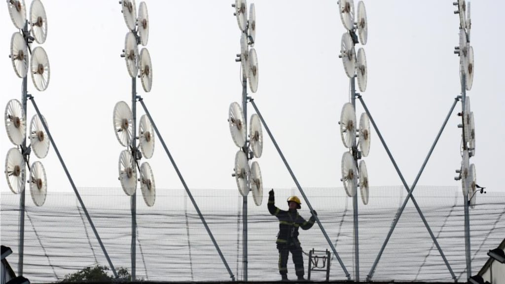 Micro wind turbines at Kilbarrack Fire Station, Dublin. The turbines produce all the electricity for the fire station. Photograph: Dara Mac Dónaill