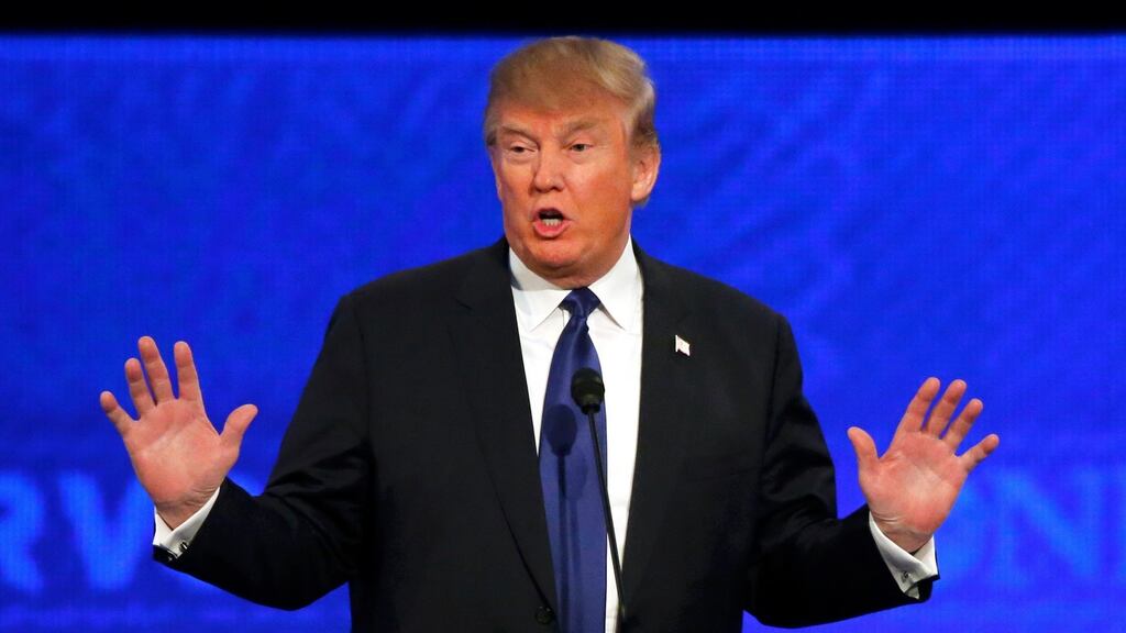 Donald Trump speaks during the Republican US presidential candidates debate.