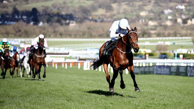 Honeysuckle ridden by Rachael Blackmore stretches clear to win Unibet Champion Hurdle during day one of the Cheltenham Festival. Photograph: Tim Goode/PA Wire