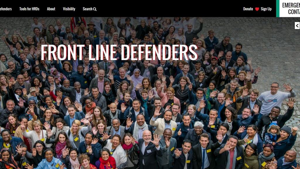 A screengrab from the Front Line Defenders website. The charity has won a UN prize.