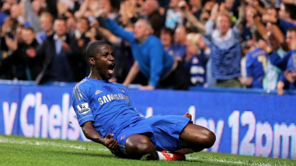 Ramires of Chelsea celebrates after scoring his team’s second goal against Spurs. Photograph: Ian Walton/Getty Images