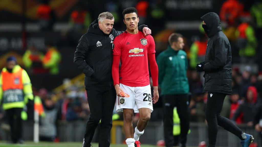 Ole Gunnar Solskjaer has been critical of Eng;and’s handling of 18-year-old striker Mason Greenwood. Photograph: Clive Brunskill/Getty