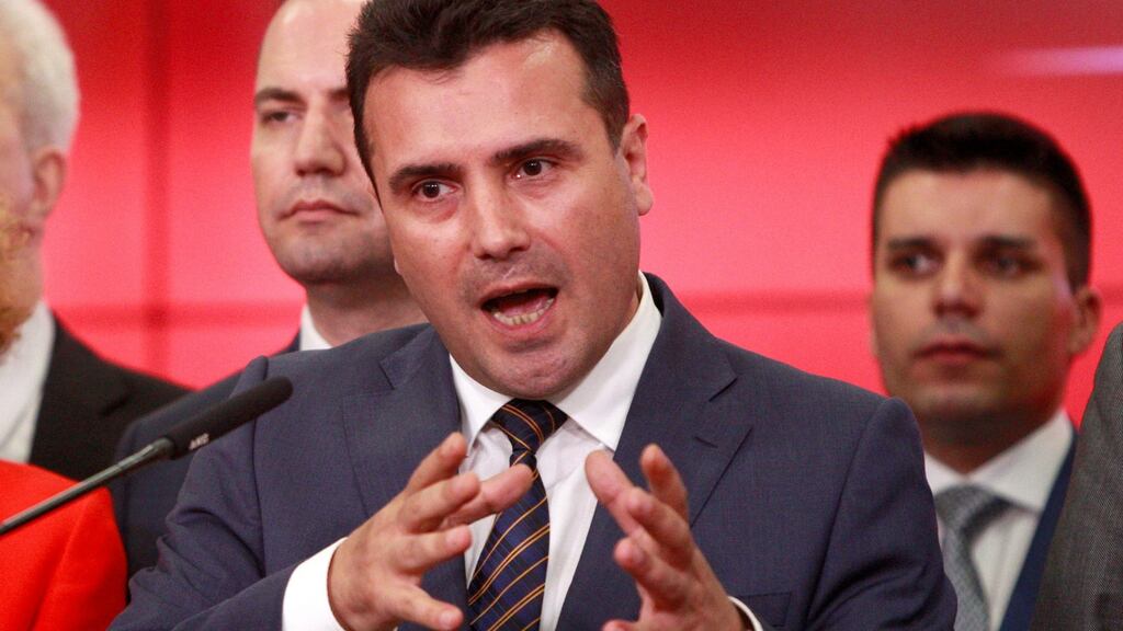 Macedonian prime minister Zoran Zaev informed his party leader that he had “achieved a solution with Greece”. Photograph: Reuters