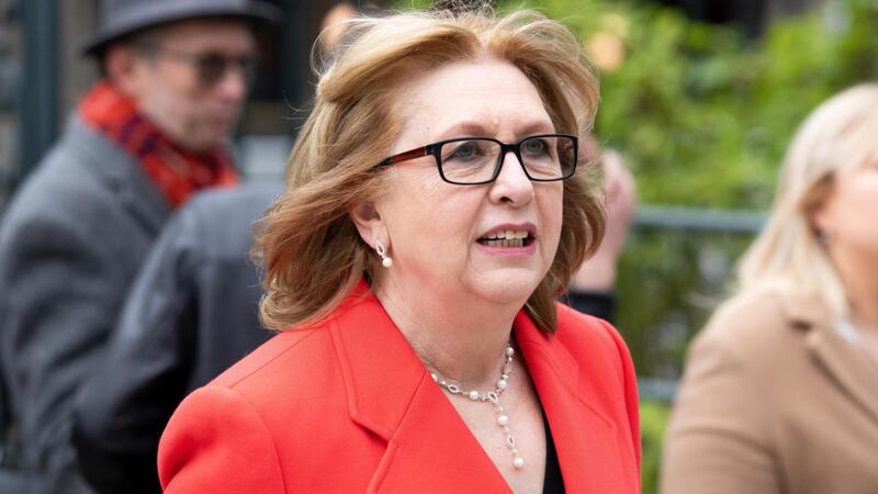 Former president Mary McAleese arrives at the Mansion House to mark the inaugural public meeting of Dáil Éireann in 1919. Photograph: Tom Honan