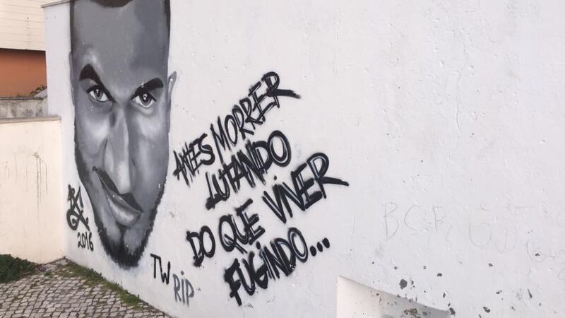A mural in memory of MMA fighter João Carvalho in Pragal near Lisbon. Photograph: Malachy Clerkin