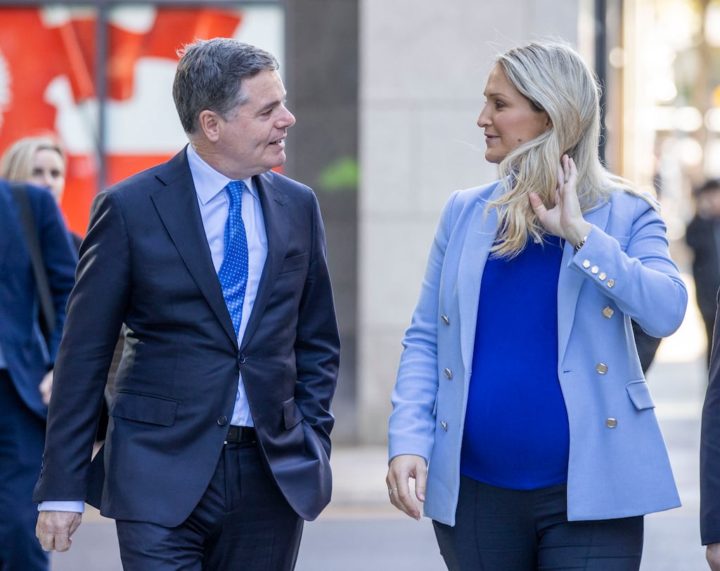 Minister for Finance Paschal Donohoe and Minister for Justice Helen McEntee at the Dublin Local Community Safety Partnership where details of the Community Safety Innovation Fund were announced. Photograph: Tom Honan