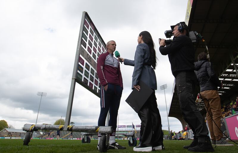 Galway manager Henry Shefflin speaks with media ahead of the game against Wexford in Chadwicks Wexford Park. Photograph: Leah Scholes/Inpho