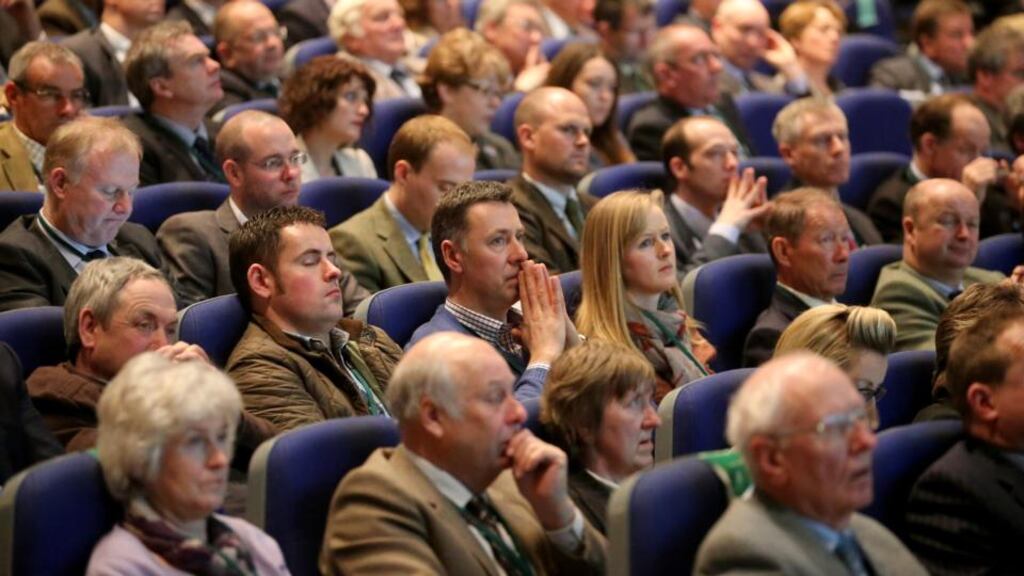 Members of the UK’s National Farmers Union (NFU) at their annual conference last month. Farmers protested at supermarket milk prices throughout last year, complaining that the money they received did not even cover basic costs. Photograph: Christopher Furlong/Getty Images