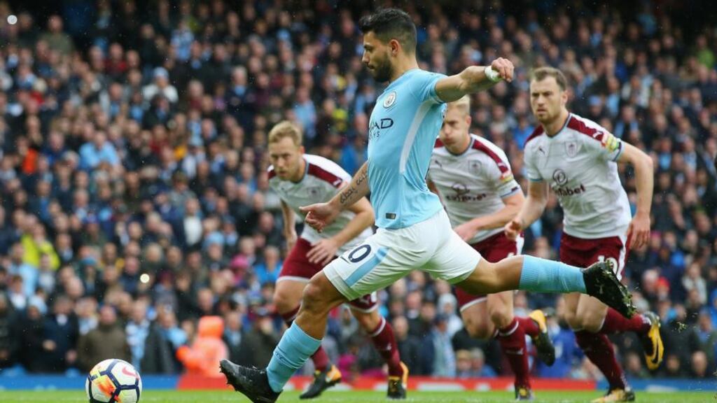 Sergio Agüero could return for he Manchester derby game against Manchester United at the Etihad Stadium on Saturday. Photograph: Alex Livesey/Getty Images
