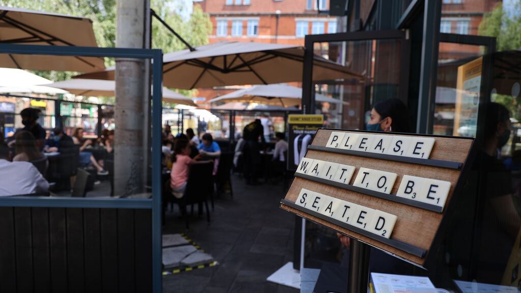 The return of outdoor dining and later indoor dining under certain conditions has contributed to a fall in people receiving the PUP. Photograph: Nick Bradshaw