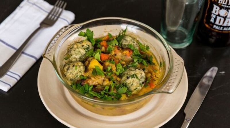 Carmel Somers’s Irish stew with parsley and dulse-crusted dumplings