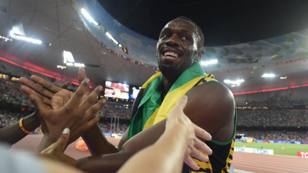 Jamaica’s Usain Bolt celebrates winning the final of the men’s 100 metres at the 2015 IAAF World Championships in Beijing. Photograph: Wang Zhao/AFP/Getty Images
