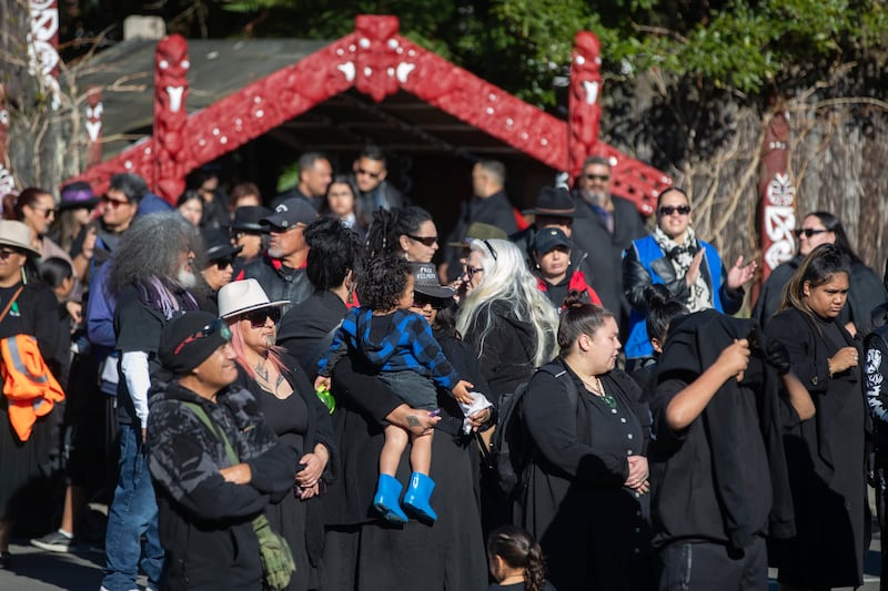 Crowds gather outside Turangawaewae Marae for the funeral of New Zealand’s Maori king, Kiingi Tuheitia Pootatau Te Wherowhero VII. Photograph: Alan Gibson/AP Photo