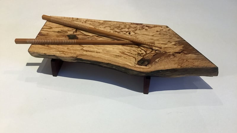 Spalted beech sushi serving platter made by Copper Coast Woodcrafts