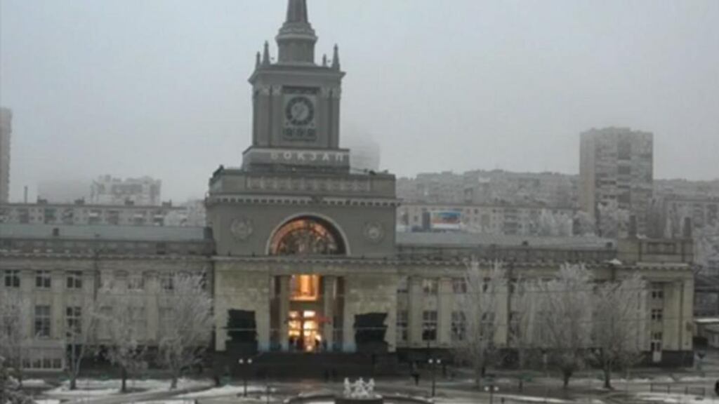 In this photo made by a public camera the flash of an explosion illuminates the entrance to Volgograd railway station yesterday. Photograph: AP Photo/ Associated Press Television News