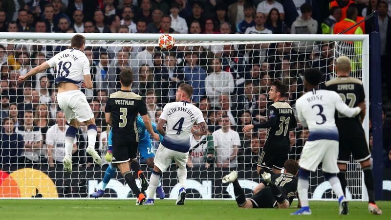 Fernando Llorente heads a Spurs chance towards goal. Photo: Julian Finney/Getty Images