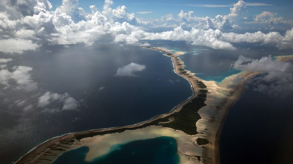 A view of Arno, a coral atoll of the Marshall Islands in the Pacific. Rising sea levels are already an inescapable part of daily life in the Marshall Islands. Photograph: Josh Haner/The New York Times