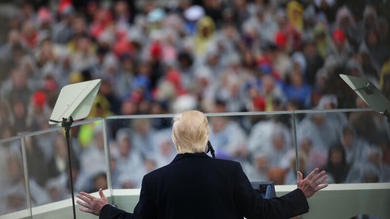 US president Donald Trump speaks at his inauguration in Washington DC: “From this day forward, it’s going to be only America first, America first.” Photograph: Daniel Acker/Bloomberg