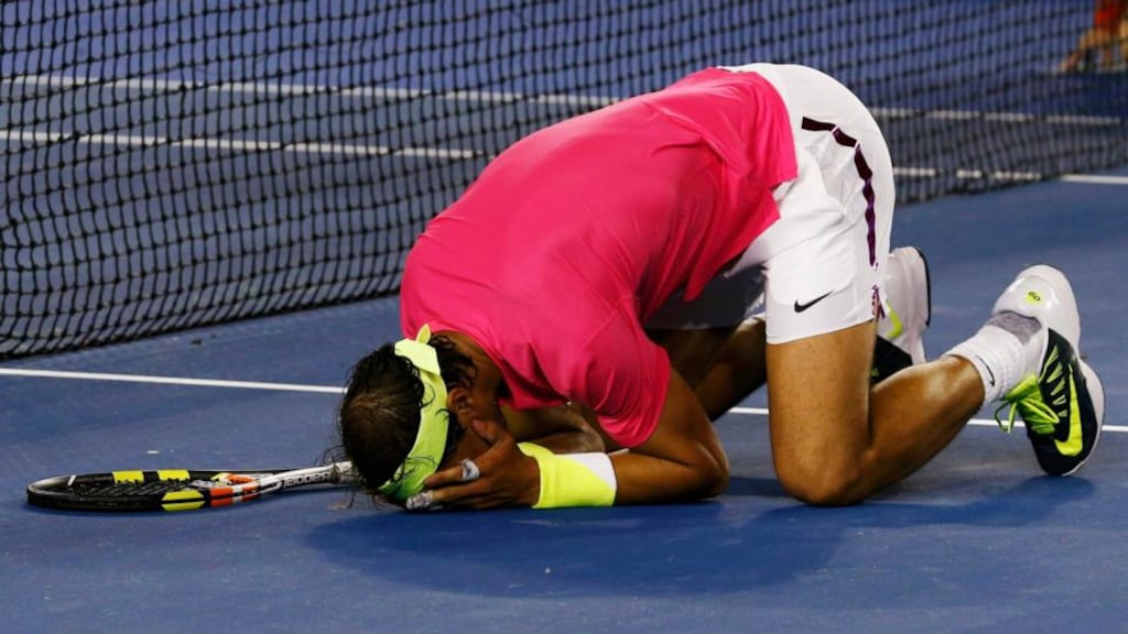 Rafael Nadal was taken to a fifth set tie break by the world number 112 Tim Smyczek in the Australian Open second round. (Photograph: REUTERS/Thomas Peter)