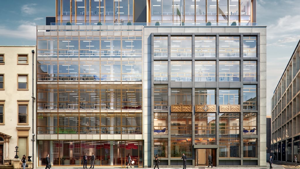 A computer-generated image of No 12 Dawson Street. The scheme’s offices will be ready for tenants by the  second quarter of 2021.