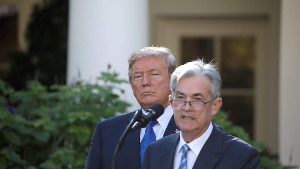 US president Donald Trump with Jerome Powell, chairman of the US Federal Reserve. Photograph: Carlos Barria/Reuters