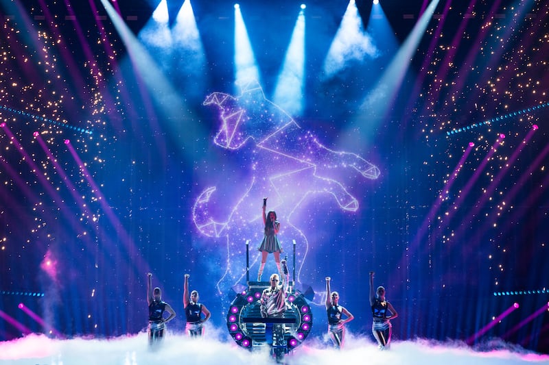 Emmy rehearsing her song Laika Party in St Jakobshalle, Switzerland. Photograph: Corinne Cumming/EBU