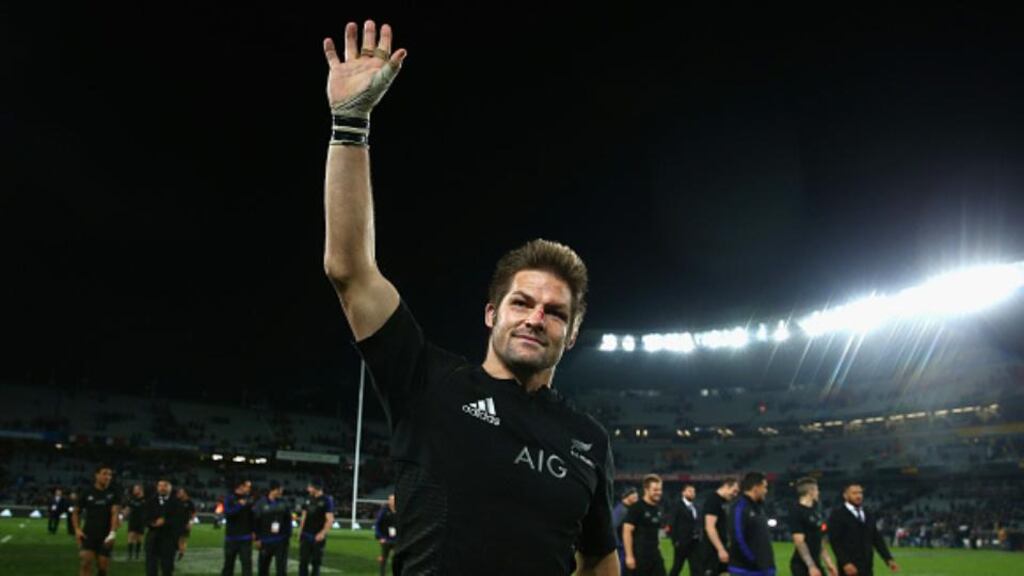 Richie McCaw picked up a record 142nd Test cap in New Zealand’s 41-13 win over Australia at Eden Park. Photograph: Getty