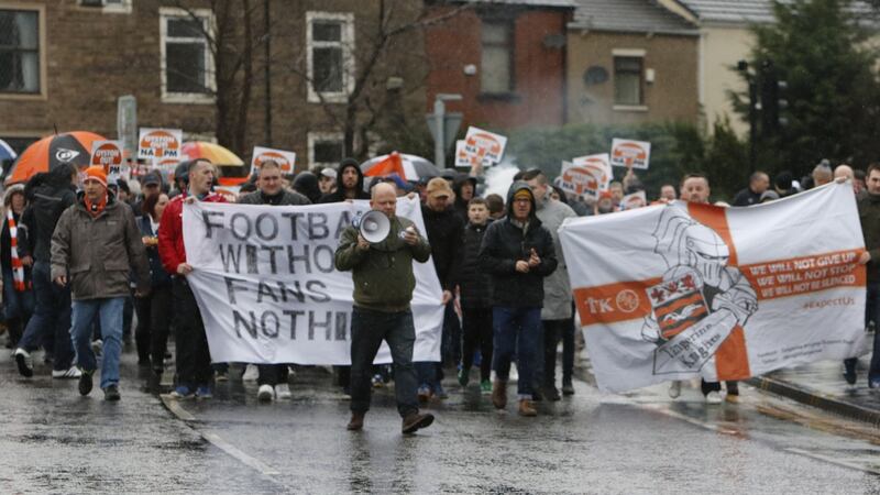 Blackpool supporters have been picketing their matches for a number of years now in opposition to owner Owen Oyston. Photo: Alan Martin/Action Plus via Getty Images
