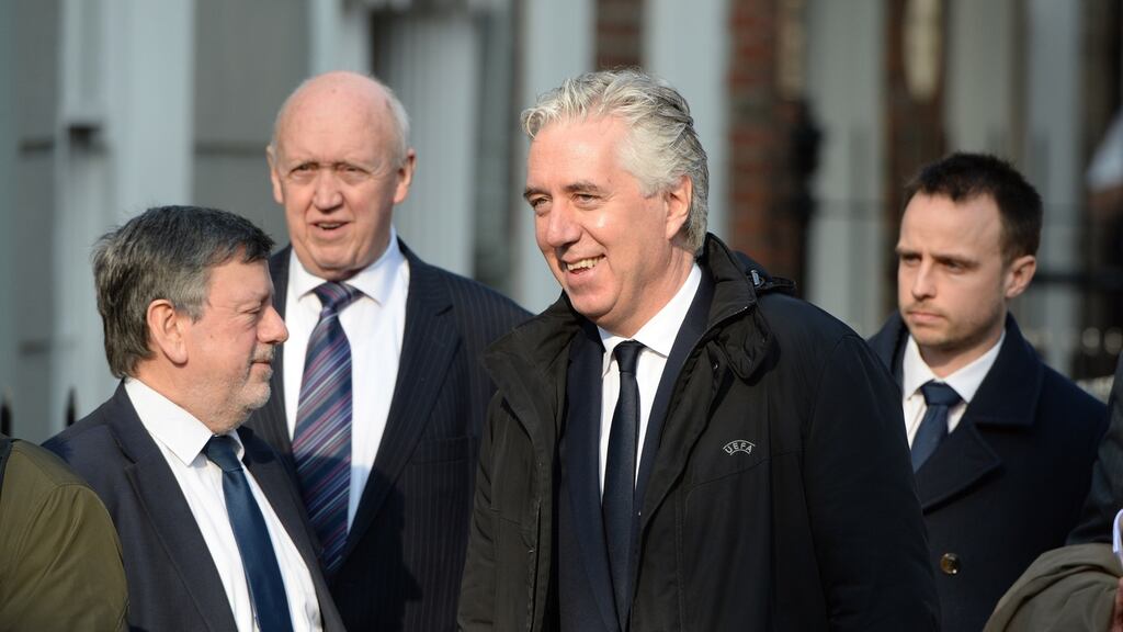 John Delaney arriving with other FAI officials to attend the Oireachtas Committee on Transport, Tourism and Sport, at Leinster House. Photograph: Dara Mac Donaill / The Irish Times