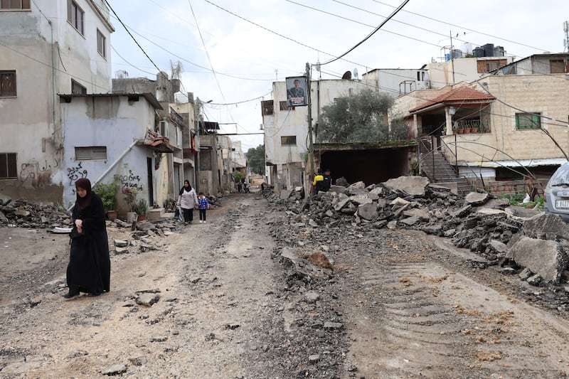 Damage in Jenin refugee camp following Israeli raid in January. Photograph: Alaa Badarneh/EPA