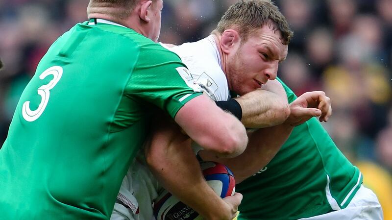 Sam Underhill carries during England’s Six Nations win over Ireland in February. Photograph: Ashley Western/Getty