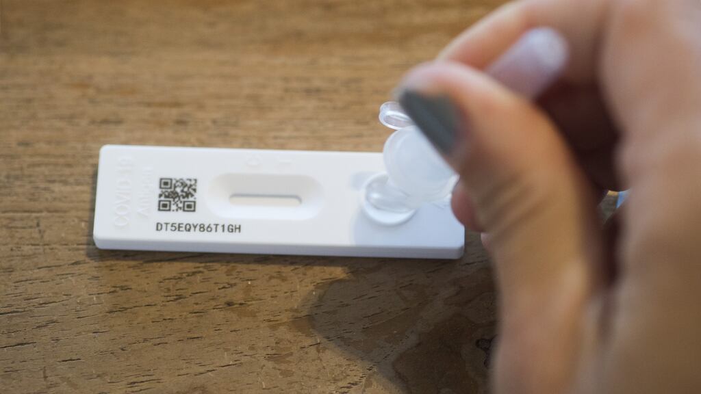 File photograph of lateral flow test. Photographer: Brent Lewin/Bloomberg