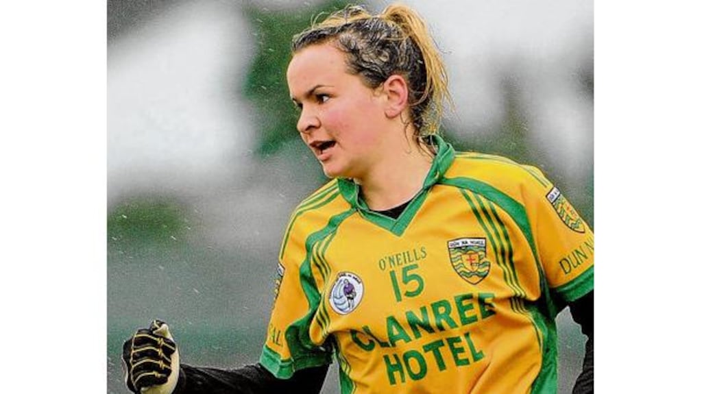 Geraldine McLaughlin celebrates her third goal