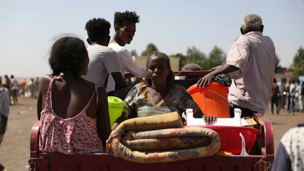 Refugees from the Tigray region of Ethiopia region arrive to register at the UNCHR center at Hamdayet, Sudan on Saturday. Photograph: Marwan Ali/PA