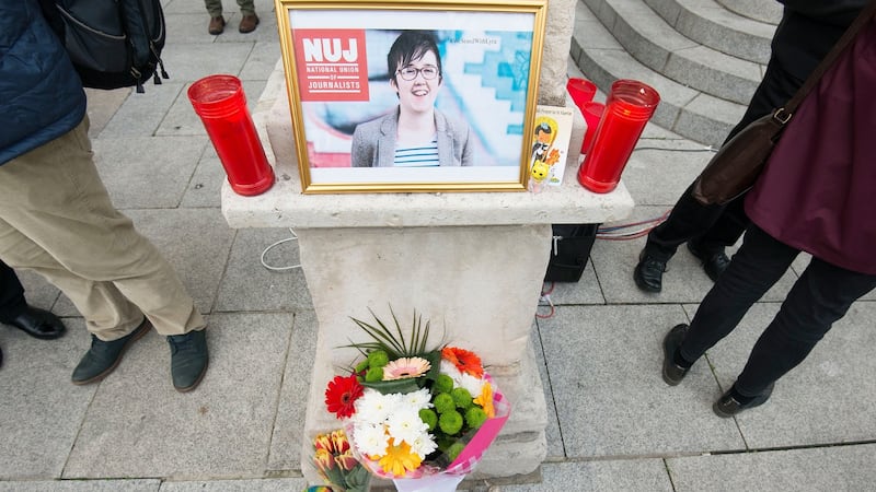 The National Union of Journalists (NUJ) held a vigil for murdered journalist Lyra McKee in Dublin. Journalists and members of the NUJ attended the event.Photograph: Dave Meehan