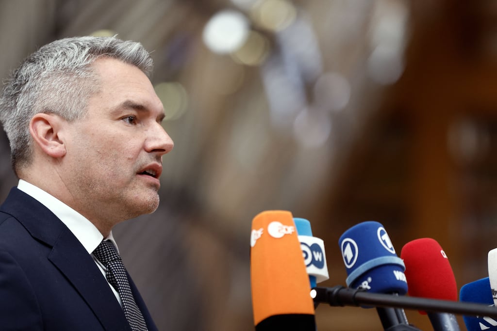 Austria's chancellor Karl Nehammer insisted his government would not intervene in the private housing market. Photograph: Kenzo Tirbouillrad/AFP