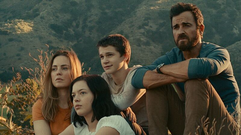 Melissa George, Gabriel Bateman, Logan Polish and Justin Theroux in The Mosquito Coast