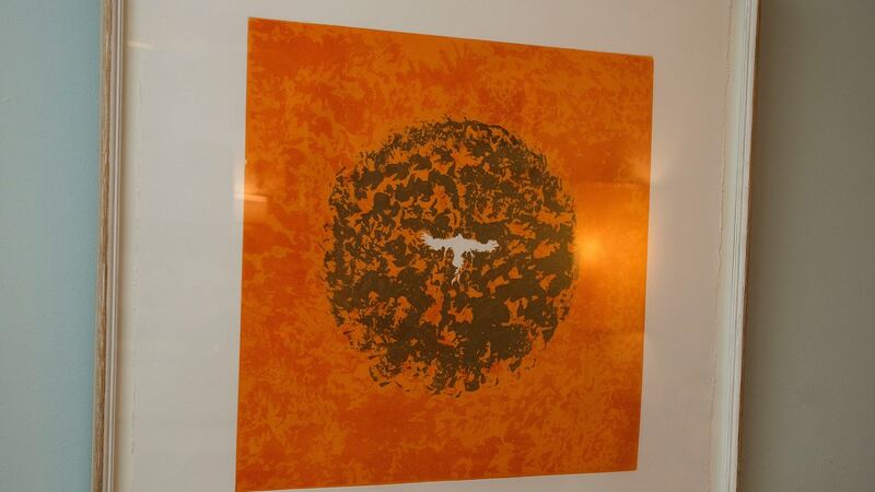 A painting of Icarus by Anne Madden: “It’s so beautiful and the colours are so vibrant.” Photograph: Dave Meehan