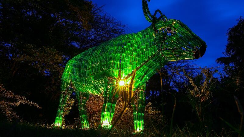 As part of Tourism Ireland’s annual Global Greening initiative, to celebrate Ireland and St Patrick’s Day, ‘Nyati’ the Buffalo was turned green in Nairobi, Kenya. Photograph: Tourism Ireland.