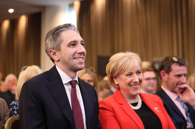 Simon Harris and Heather Humphreys, at a party meeting in Athlone, Co Westmeath.
Photograph: Dara Mac Dónaill
